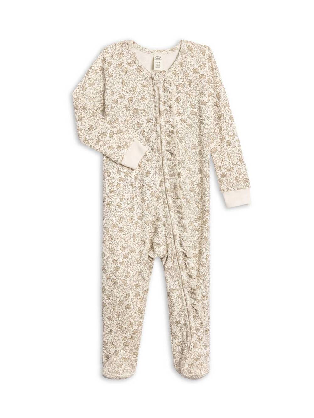NEW COLORED ORGANICS kids neve ruffle zipper footie in taupe